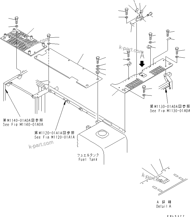 Komatsu parts book diagram for PC300-6Z S/N 30001-UP (Custom Spec.): COVER (UPPER) (MACHINE CAB) (1 ACTUATOR) (COLD WEATHER A SPEC.)(#33001-)