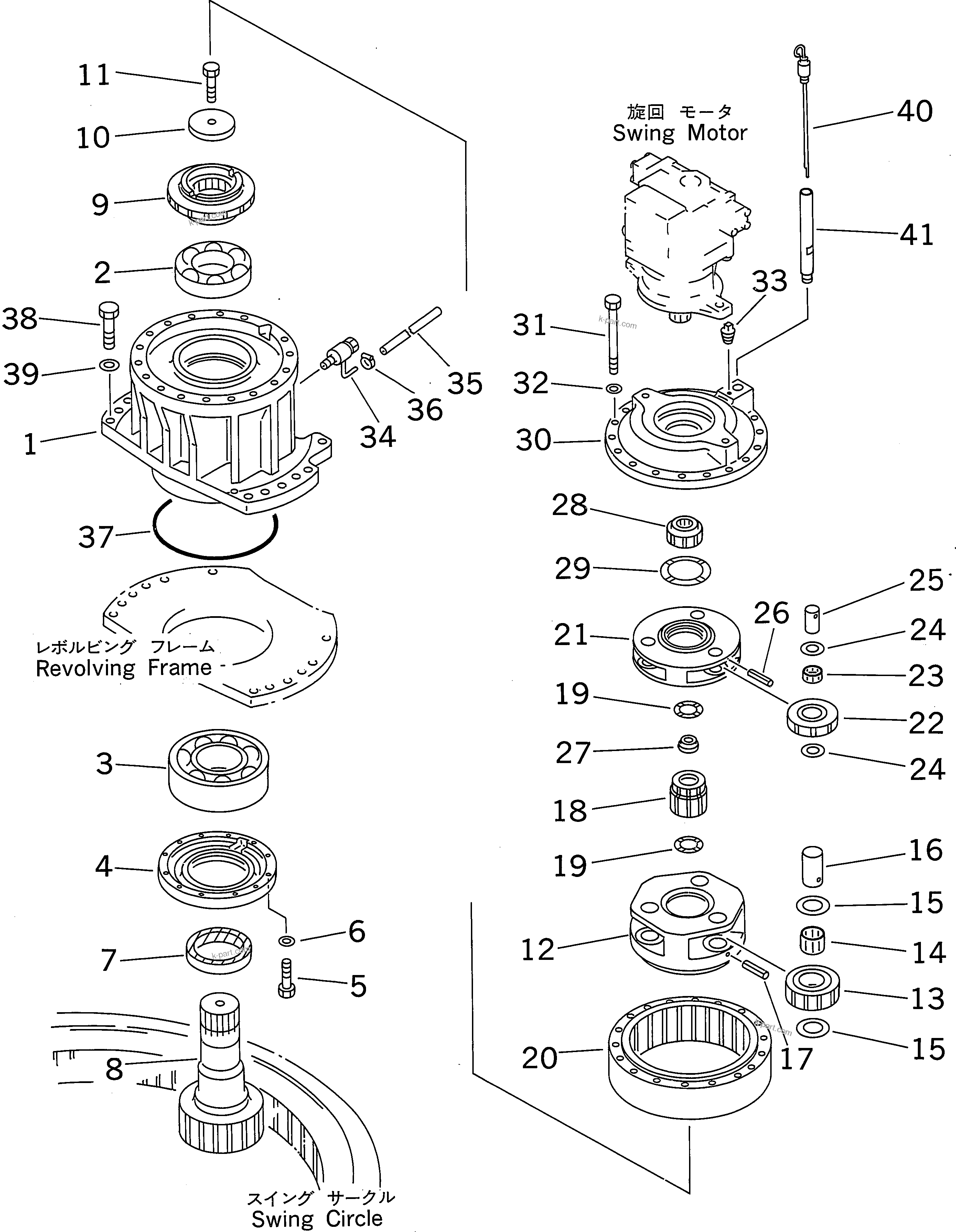 Komatsu parts book diagram for PC300-6Z S/N 30001-UP (Custom Spec.): SWING MACHINERY(#30001-32999)