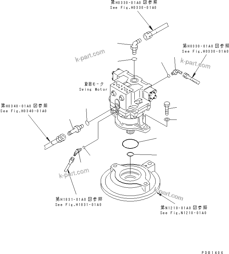 Komatsu parts book diagram for PC300-6Z S/N 30001-UP (Custom Spec.): SWING MOTOR (CONNECTING PARTS)(#30001-32999)