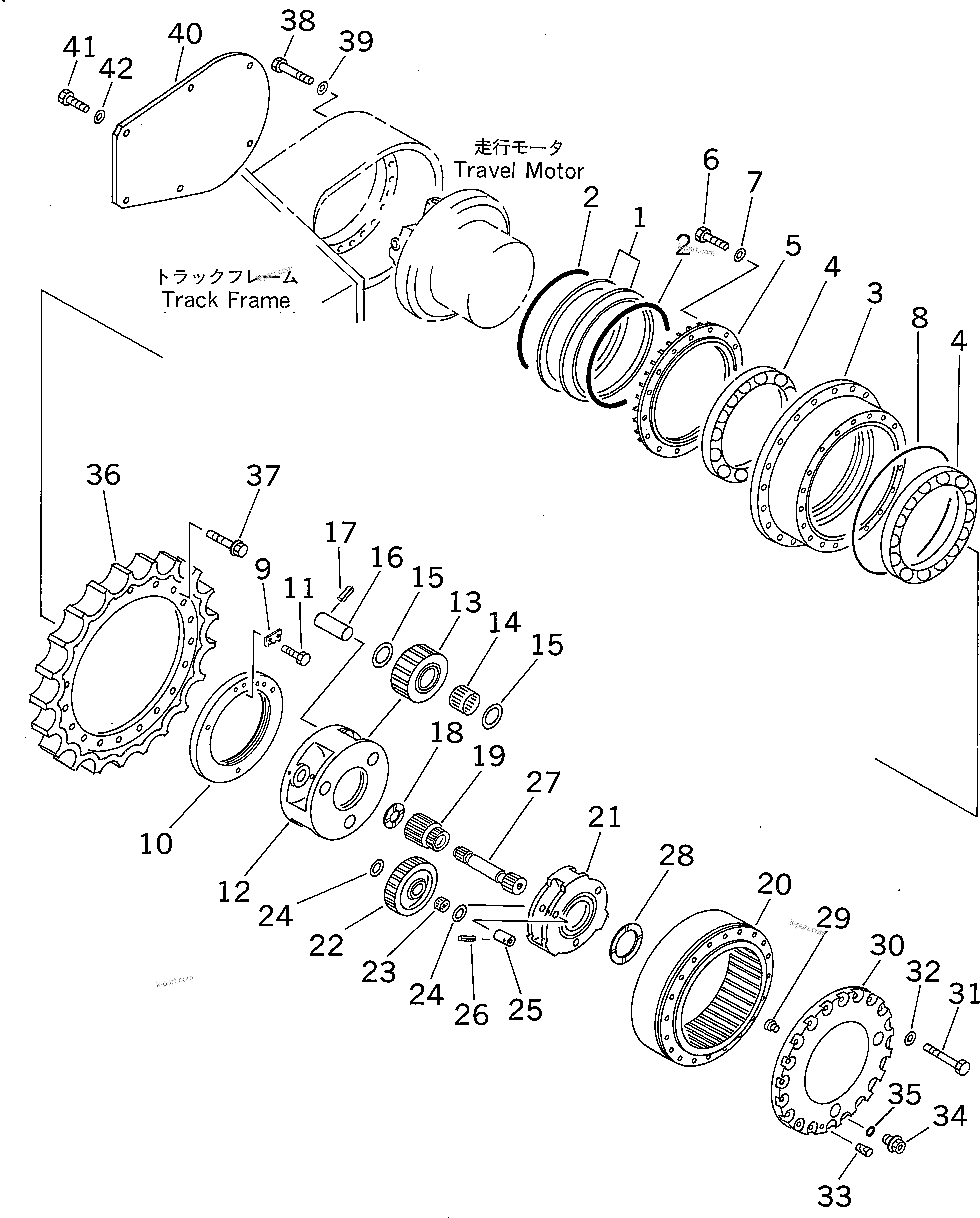 Komatsu parts book diagram for PC300-6Z S/N 30001-UP (Custom Spec.): FINAL DRIVE(#30001-32999)