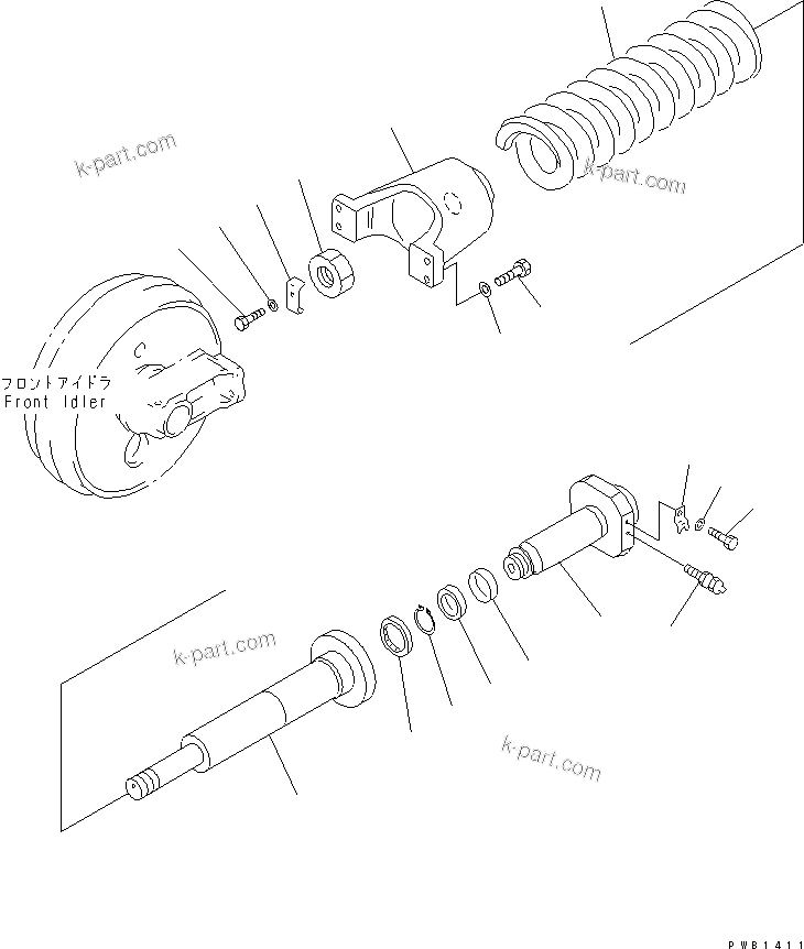 Komatsu parts book diagram for PC300-6Z S/N 30001-UP (Custom Spec.): IDLER CUSHION(#30001-33465)