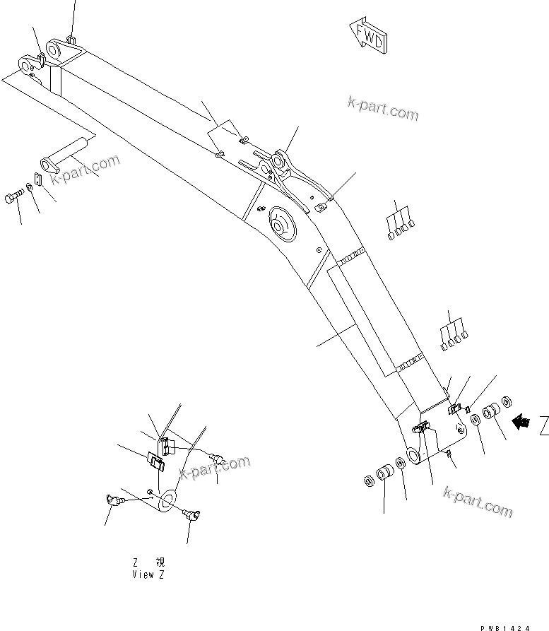 Komatsu parts book diagram for PC300-6Z S/N 30001-UP (Custom Spec.): BOOM (HEAVY DUTY) (BOOM AND TOP PIN)