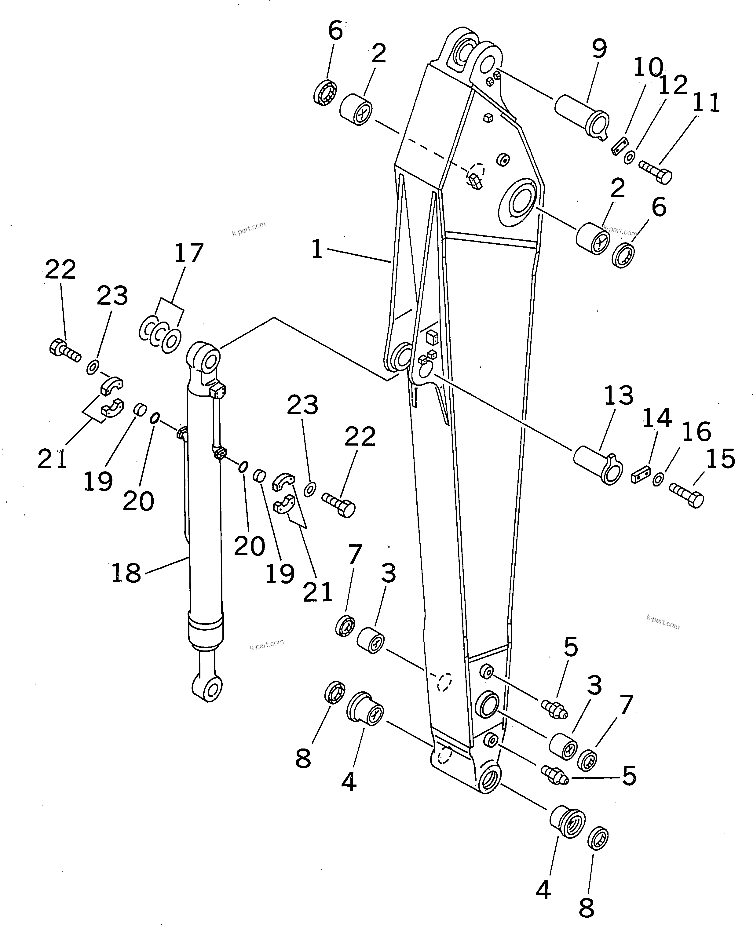Komatsu parts book diagram for PC300-6Z S/N 30001-UP (Custom Spec.): ARM (4.0M) (ARM AND BUCKET CYLINDER) (FOR COMPONENT)