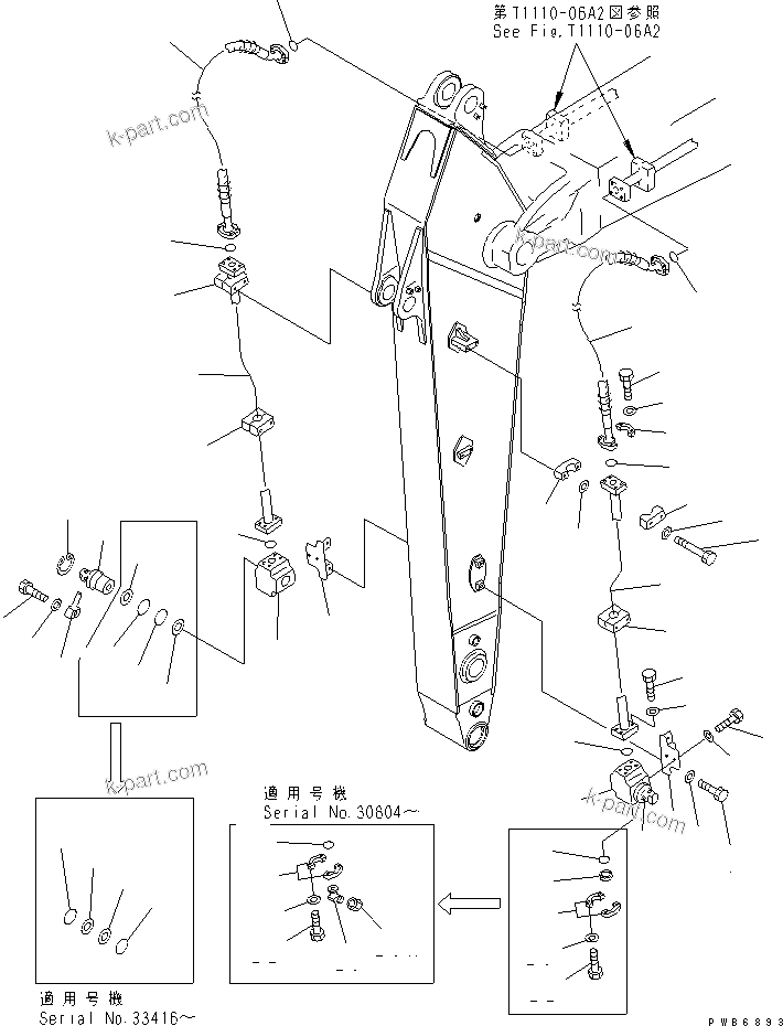Komatsu parts book diagram for PC300-6Z S/N 30001-UP (Custom Spec.): ARM (3.2M) (ADDITIONAL PIPING)