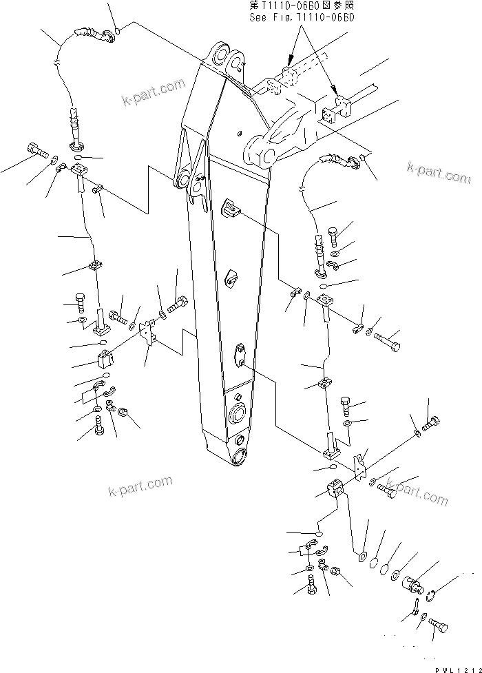 Komatsu parts book diagram for PC300-6Z S/N 30001-UP (Custom Spec.): ARM (3.2M) (ADDITIONAL PIPING) (FOR BREAKER)(#30001-32999)