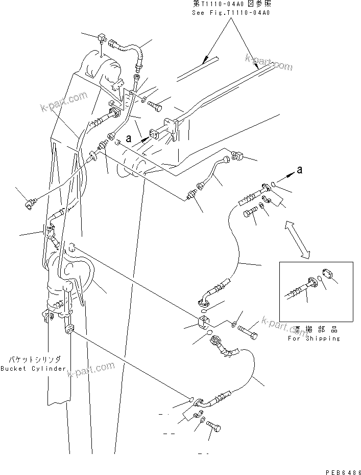Komatsu parts book diagram for PC300-6Z S/N 30001-UP (Custom Spec.): ARM (4.0M) (BUCKET CYLINDER HOSE)