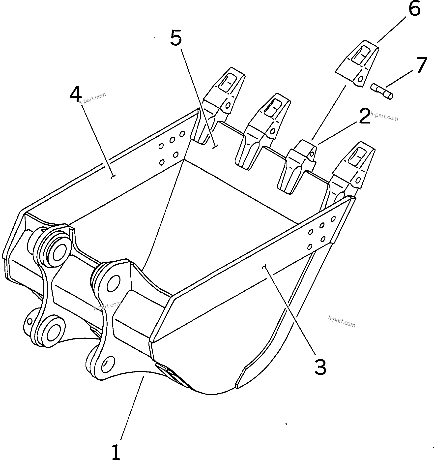 Komatsu parts book diagram for PC300-6Z S/N 30001-UP (Custom Spec.): BUCKET ? 1.0M3 ? 1145MM (HORIZONTAL PIN TYPE)
