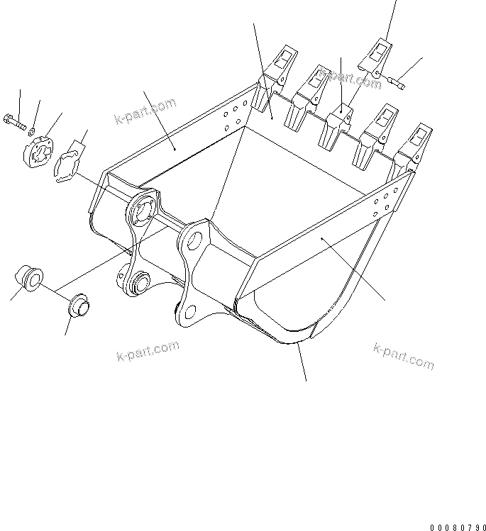 Komatsu parts book diagram for PC300-6Z S/N 30001-UP (Custom Spec.): BUCKET ? 1.2M3 ? 1340MM (HORIZONTAL PIN TYPE) (WITH ADJUSTING)(#34268-)
