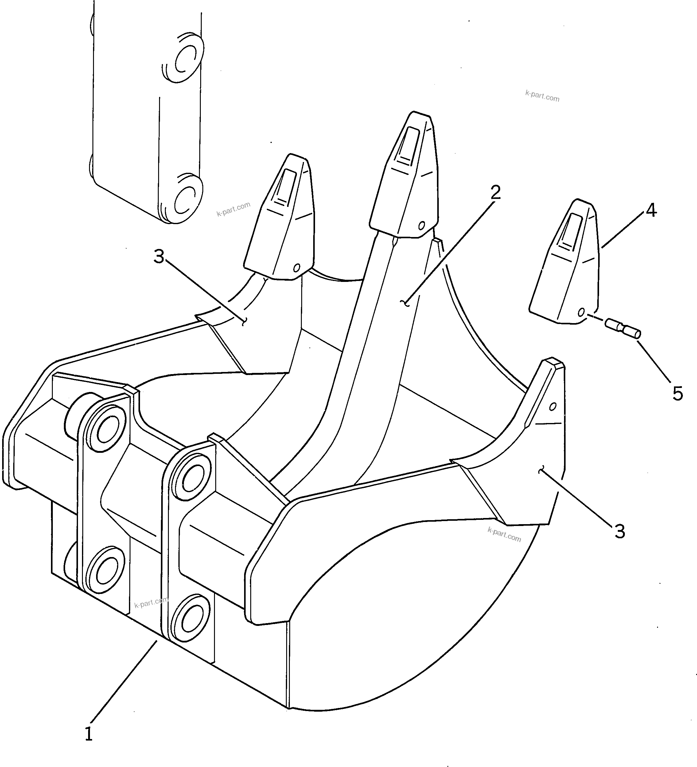 Komatsu parts book diagram for PC300-6Z S/N 30001-UP (Custom Spec.): RIPPER BUCKET ? 0.8M3 ? 1200MM