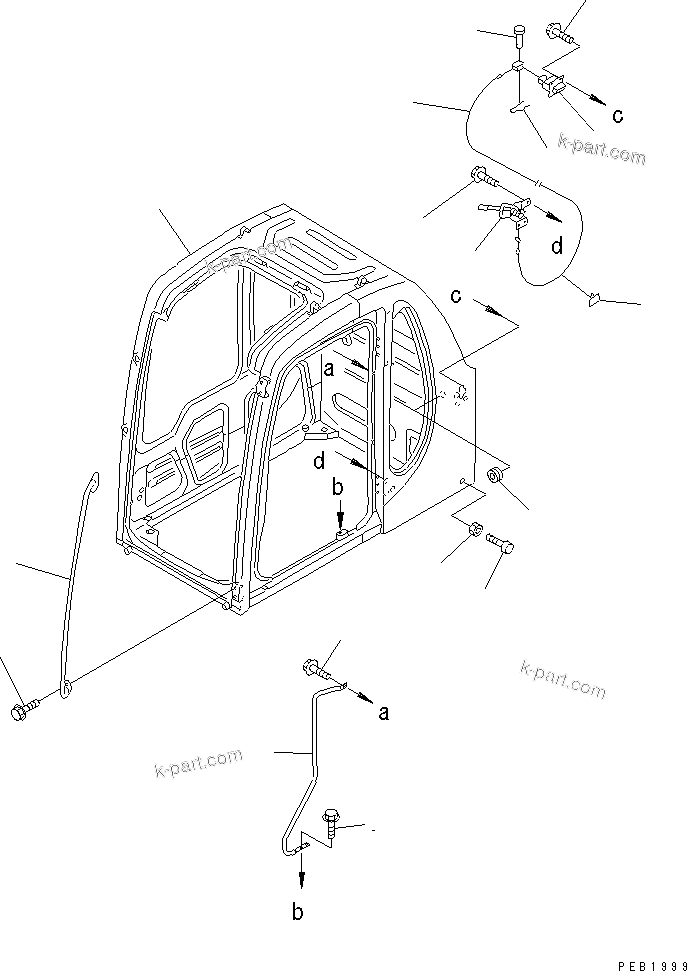 Komatsu parts book diagram for PC300-6Z S/N 30001-UP (Custom Spec.): OPERATOR'S CAB (CAB ? GRIP AND OPEN LOCK) (VANDALISM PROTECTION)