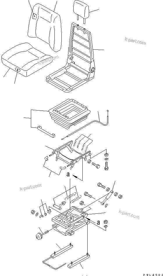 Komatsu parts book diagram for PC300-6Z S/N 30001-UP (Custom Spec.): OPERATOR'S SEAT ASS'Y (TILT) (SUSPENSION TYPE)(#30676-)