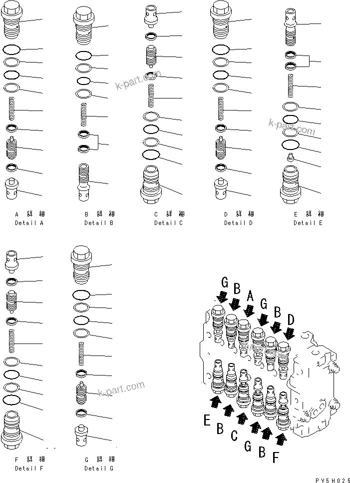 Komatsu parts book diagram for PC300-6Z S/N 30001-UP (Custom Spec.): MAIN VALVE (2-ACTUATOR) (3/15)(#33799-)