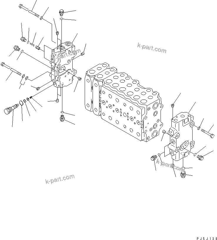 Komatsu parts book diagram for PC300-6Z S/N 30001-UP (Custom Spec.): MAIN VALVE (2-ACTUATOR) (4/15)(#33001-)