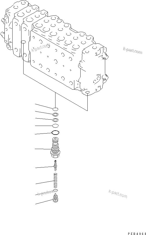 Komatsu parts book diagram for PC300-6Z S/N 30001-UP (Custom Spec.): MAIN VALVE (2-ACTUATOR) (5/15)(#30893-)