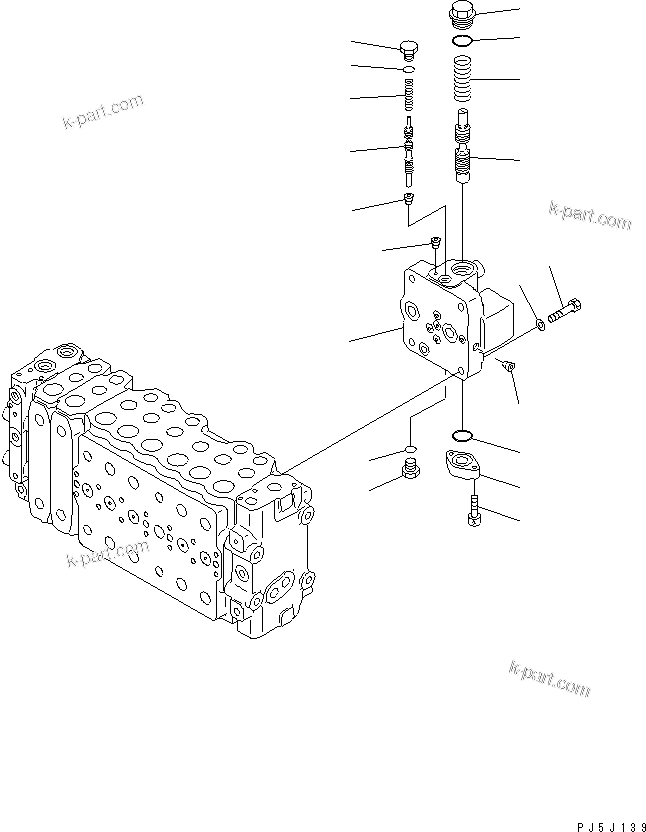 Komatsu parts book diagram for PC300-6Z S/N 30001-UP (Custom Spec.): MAIN VALVE (2-ACTUATOR) (10/15)(#30139-)