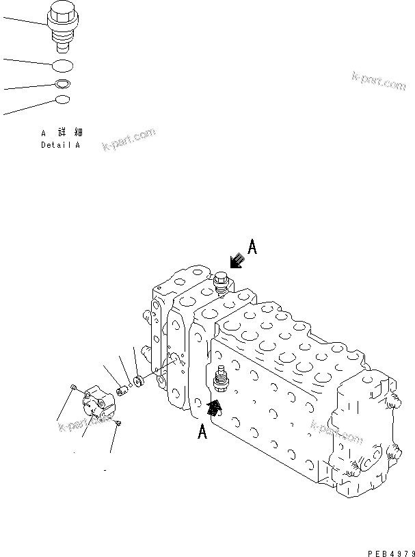 Komatsu parts book diagram for PC300-6Z S/N 30001-UP (Custom Spec.): MAIN VALVE (2-ACTUATOR) (15/15)(#30893-)