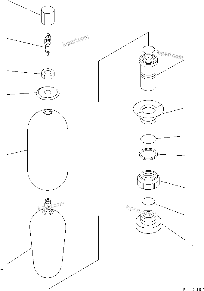 Komatsu parts book diagram for PC300-6Z S/N 30001-UP (Custom Spec.): ACCUMULATOR (AL300-1) (INNER PARTS)