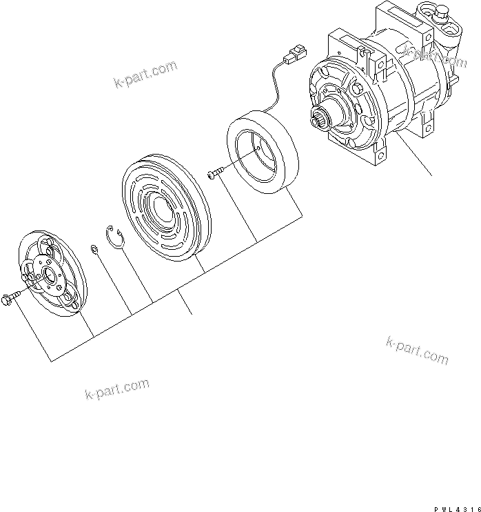 Komatsu parts book diagram for PC300-6Z S/N 30001-UP (Custom Spec.): AIR COMPRESSOR UNIT (FOR AIR CONDITIONER)(#33001-)