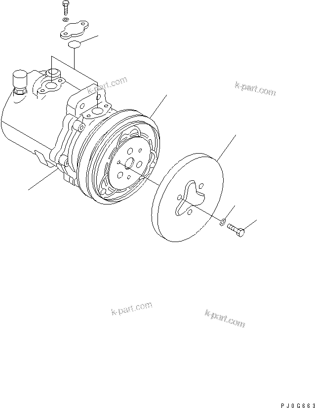 Komatsu parts book diagram for PC300-6Z S/N 30001-UP (Custom Spec.): AIR COMPRESSOR UNIT (FOR AIR CONDITIONER)(#30001-32999)