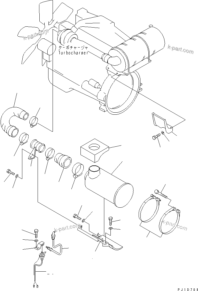 Komatsu parts book diagram for PC300-6 S/N 30001-UP: AIR CLEANER CONNECTION(#34161-)