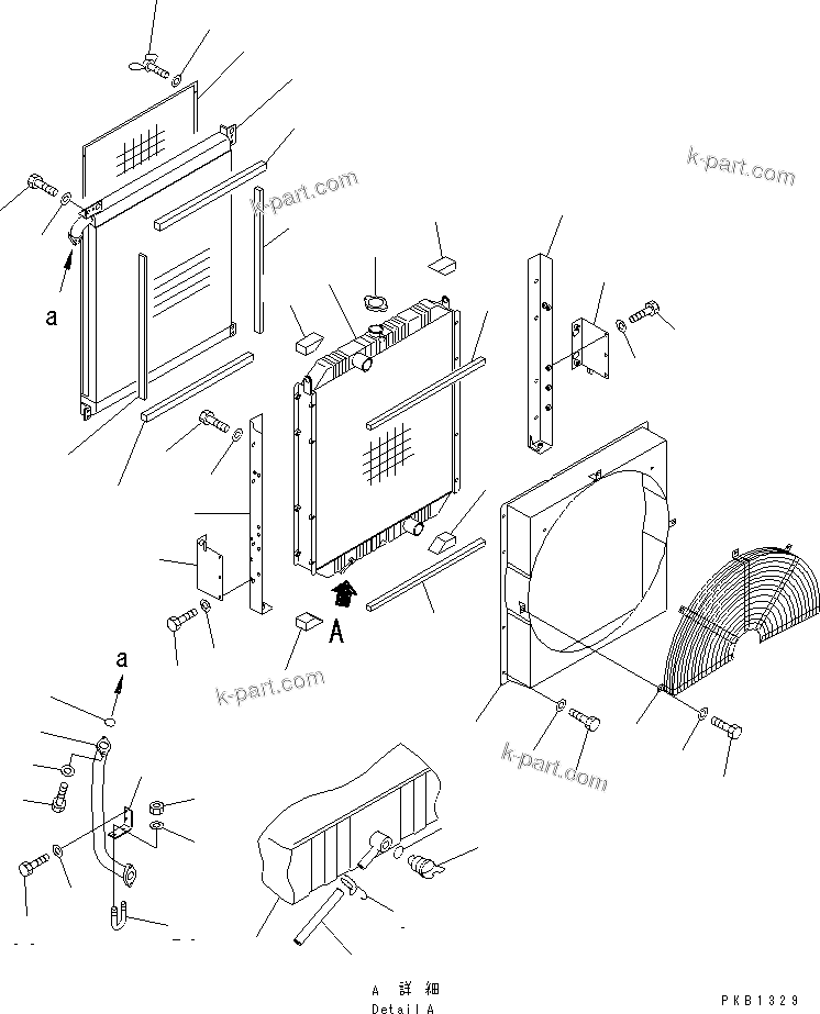 Komatsu parts book diagram for PC300-6 S/N 30001-UP: COOLING (RADIATOR AND OIL COOLER)(#30001-32999)
