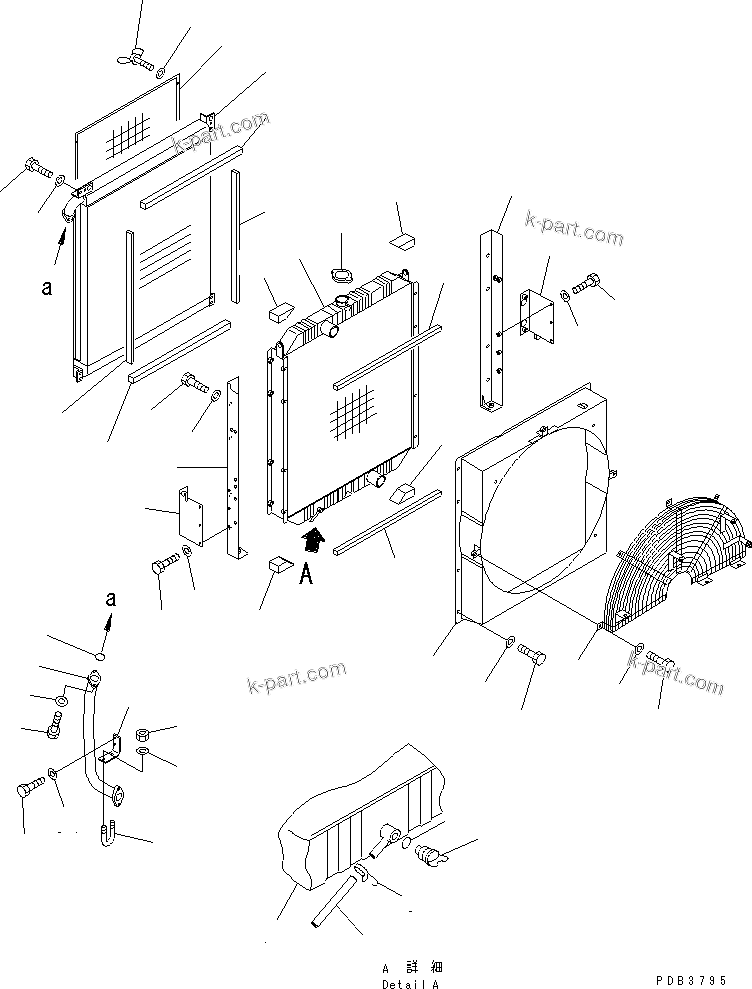 Komatsu parts book diagram for PC300-6 S/N 30001-UP: COOLING (RADIATOR AND OIL COOLER) (SAE)(#30203-32999)