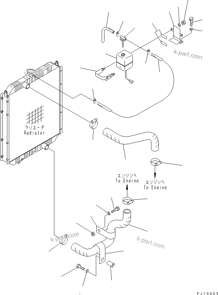 Komatsu parts book diagram for PC300-6 S/N 30001-UP: COOLING (RADIATOR PIPING)(#34110-)