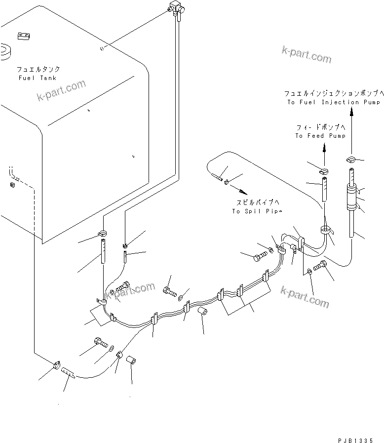 Komatsu parts book diagram for PC300-6 S/N 30001-UP: FUEL LINE