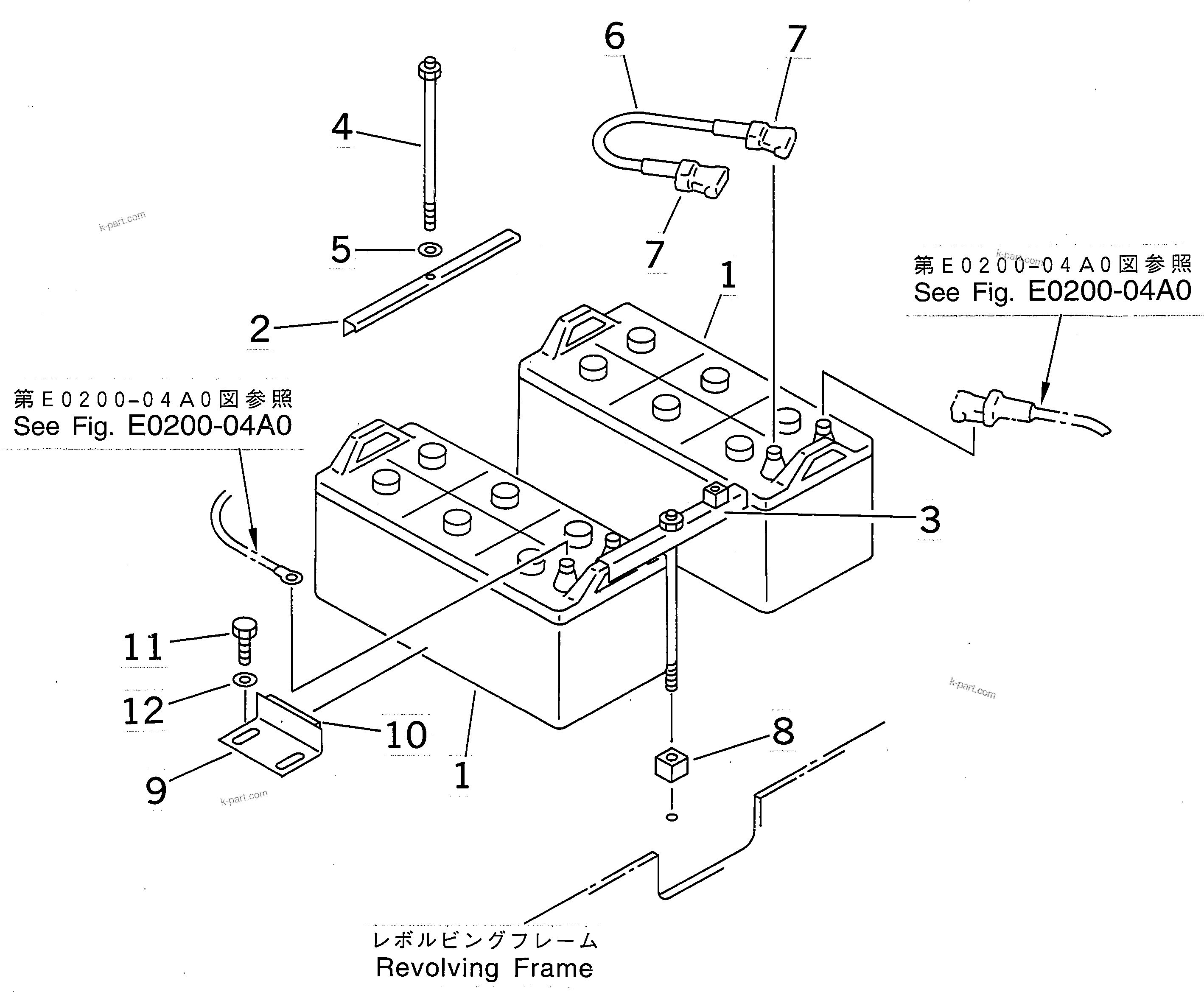 Komatsu parts book diagram for PC300-6 S/N 30001-UP: BATTERY (WET) (NX300)