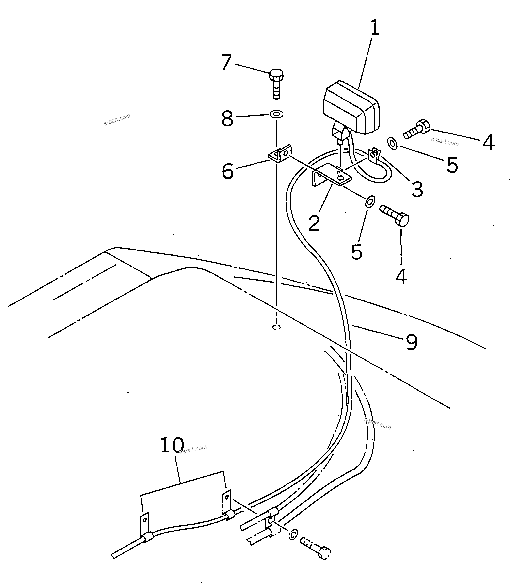 Komatsu parts book diagram for PC300-6 S/N 30001-UP: REAR WORK LAMP(#30001-33096)