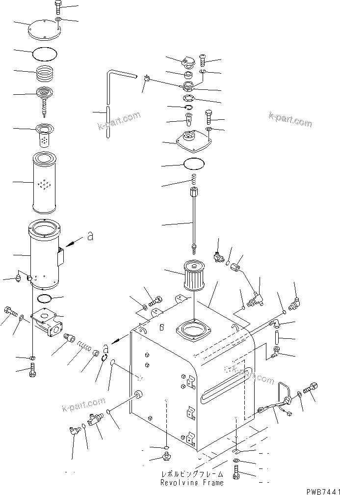 Komatsu parts book diagram for PC300-6 S/N 30001-UP: HYDRAULIC TANK(#33001-)