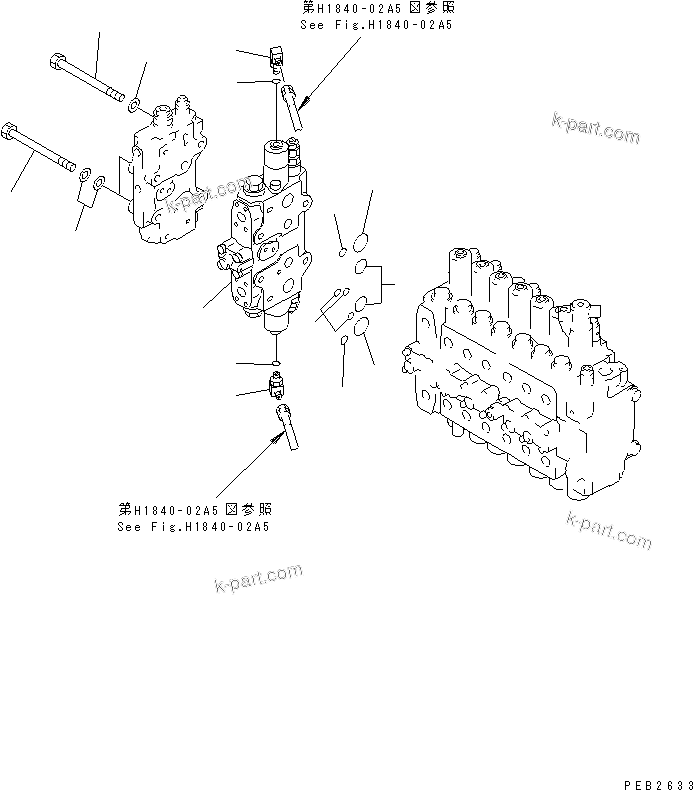 Komatsu parts book diagram for PC300-6 S/N 30001-UP: MAIN VALVE (ADDITIONAL SERVICE VALVE) (1 ACTUATOR) (KIT)