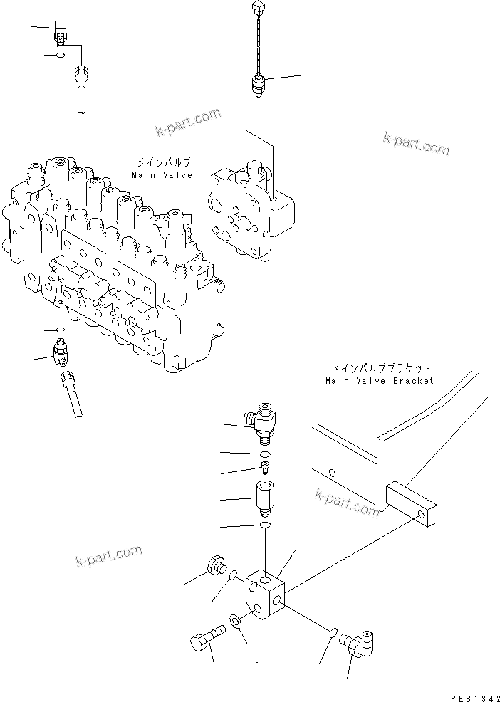 Komatsu parts book diagram for PC300-6 S/N 30001-UP: MAIN VALVE (SENSOR) (1 ACTUATOR)(#30001-32999)