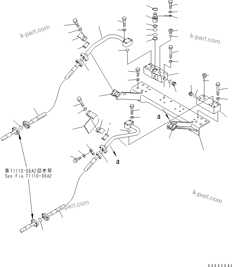 Komatsu parts book diagram for PC300-6 S/N 30001-UP: ATTACHMENT LINE (1 ACTUATOR) (CROSS VALVE AND BRACKET)(#30001-34221)