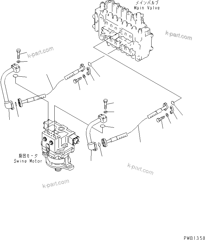 Komatsu parts book diagram for PC300-6 S/N 30001-UP: SWING LINE(#30001-32999)