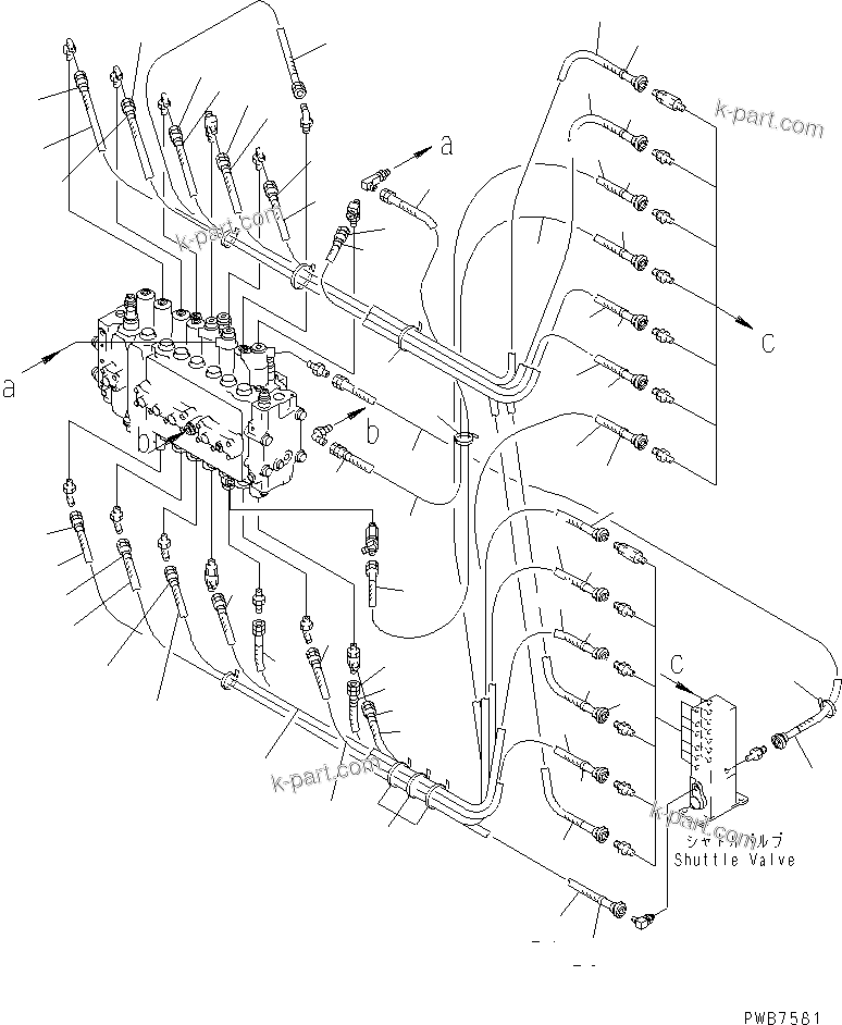 Komatsu parts book diagram for PC300-6 S/N 30001-UP: PPC MAIN LINE (VALVE PPC LINE)(#33001-)