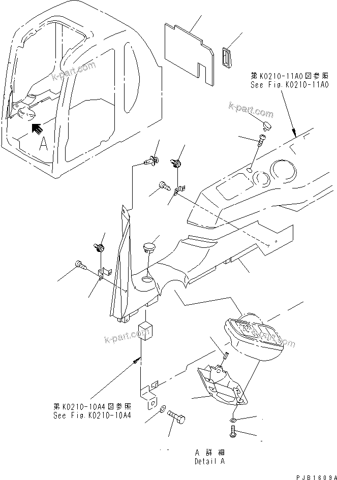 Komatsu parts book diagram for PC300-6 S/N 30001-UP: OPERATOR'S CAB (PANEL COVER AND MONITOR SYSTEM) (WITH AIR        CONDITIONER)(#30001-32999)