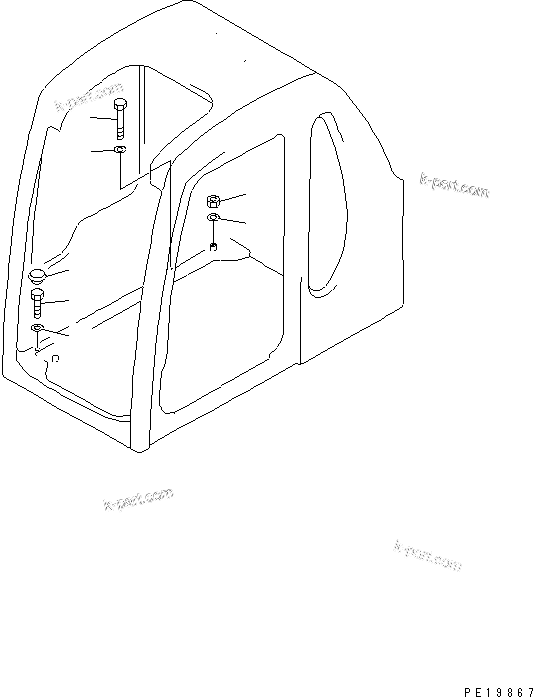 Komatsu parts book diagram for PC300-6 S/N 30001-UP: OPERATOR'S CAB (INSTALLATION PARTS)(#30001-30229)