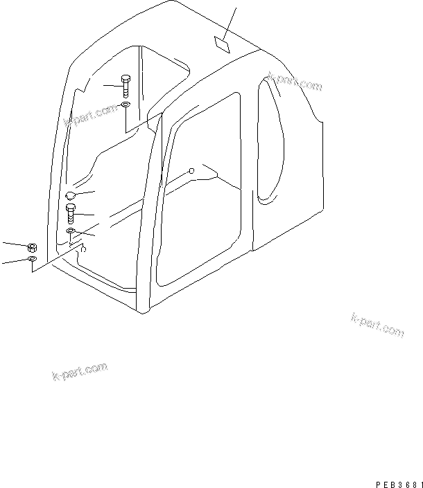 Komatsu parts book diagram for PC300-6 S/N 30001-UP: OPERATOR'S CAB (INSTALLATION PARTS)(#30230-33798)