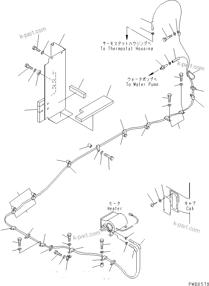 Komatsu parts book diagram for PC300-6 S/N 30001-UP: CAR HEATER (2000 KCAL)(#33001-)