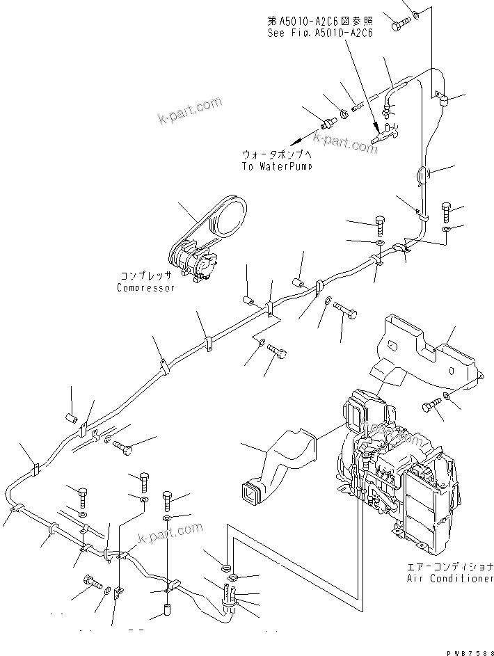 Komatsu parts book diagram for PC300-6 S/N 30001-UP: AIR CONDITIONER (HEATING LINES AND DUCT)(#33001-)
