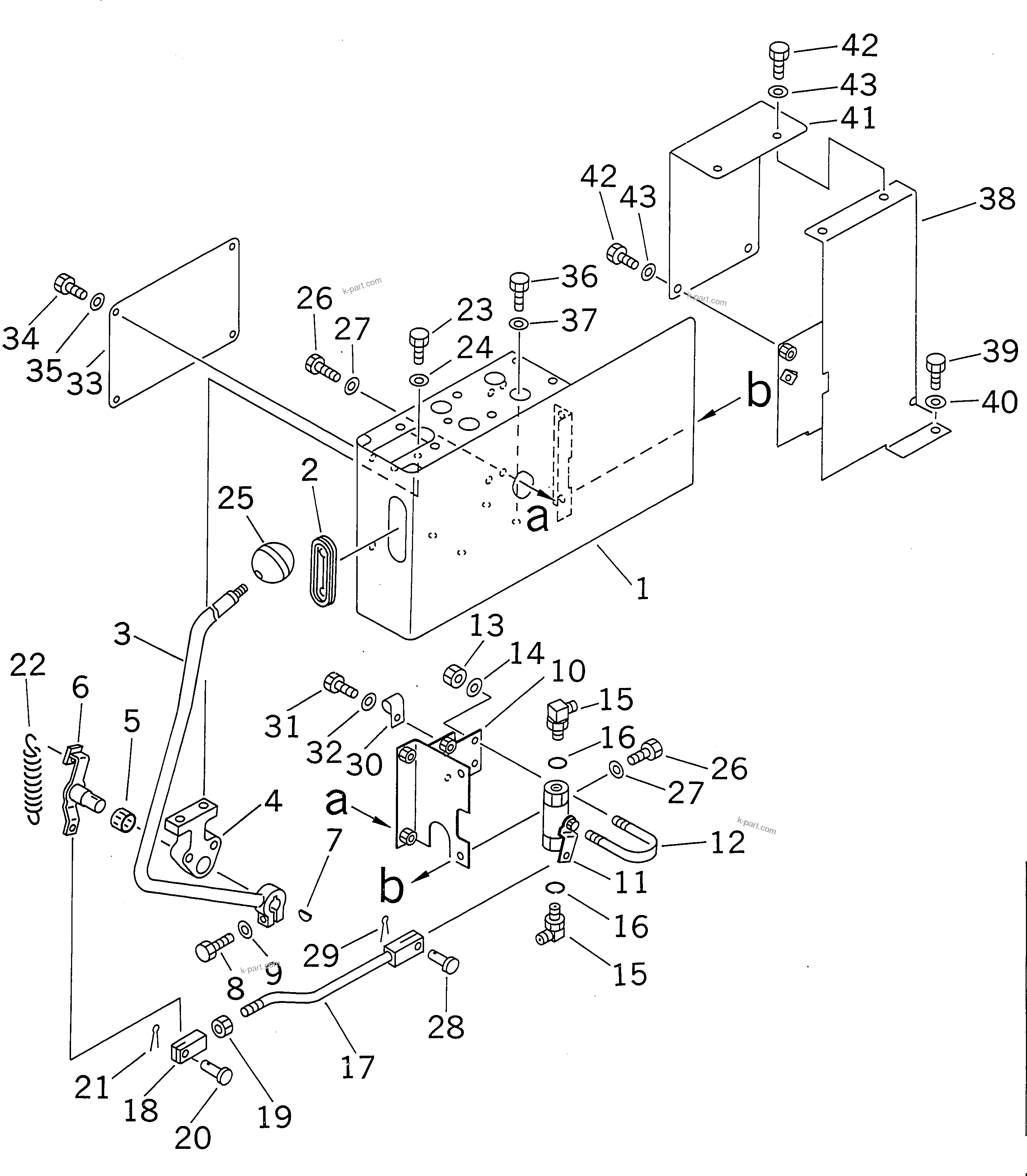 Komatsu parts book diagram for PC300-6 S/N 30001-UP: FLOOR FRAME (LEFT STAND) (STAND AND REAR COVER)(#30638-)