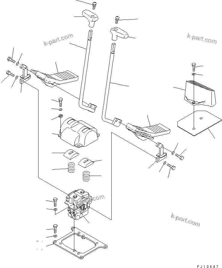 Komatsu parts book diagram for PC300-6 S/N 30001-UP: FLOOR FRAME (TRAVEL LEVER) (1 ACTUATOR)(#34110-)