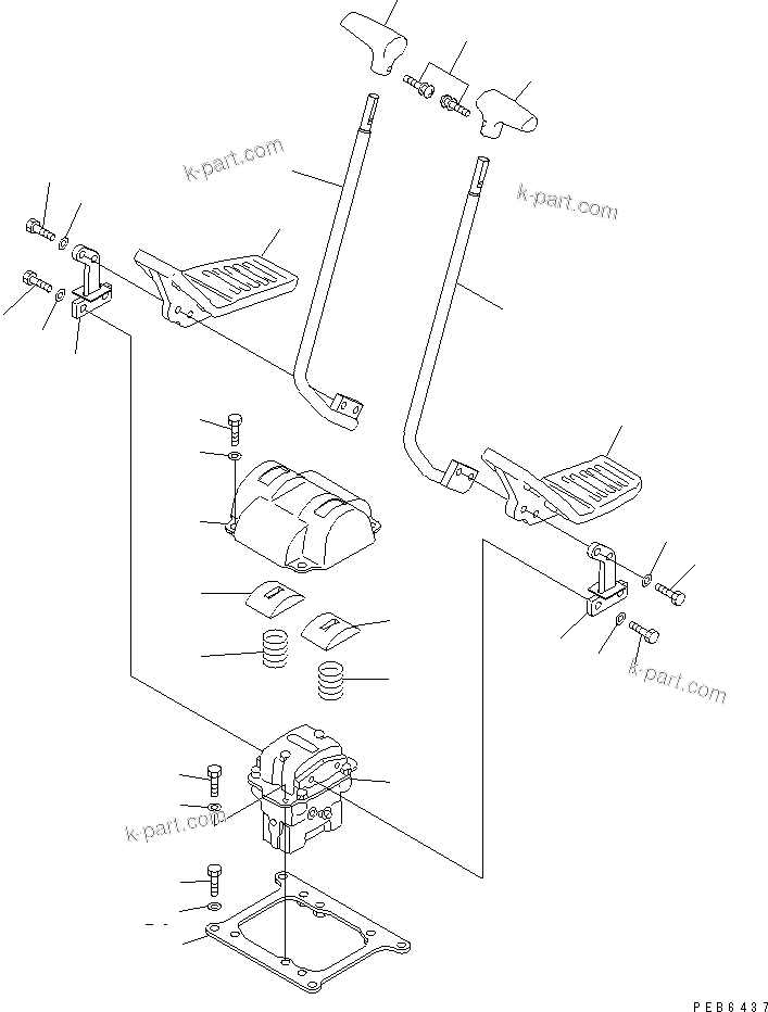 Komatsu parts book diagram for PC300-6 S/N 30001-UP: FLOOR FRAME (TRAVEL LEVER) (2 ACTUATOR)(#30638-32999)