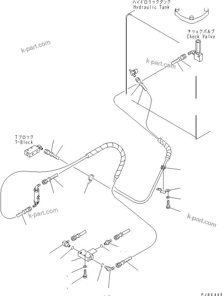 Komatsu parts book diagram for PC300-6 S/N 30001-UP: FLOOR FRAME (PPC WORK LINE) (HOSE AND BLOCK)(#30638-32999)