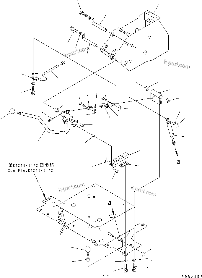 Komatsu parts book diagram for PC300-6 S/N 30001-UP: LEFT STAND (STAND AND SAFETY LOCK LEVER)(#30139-32999)