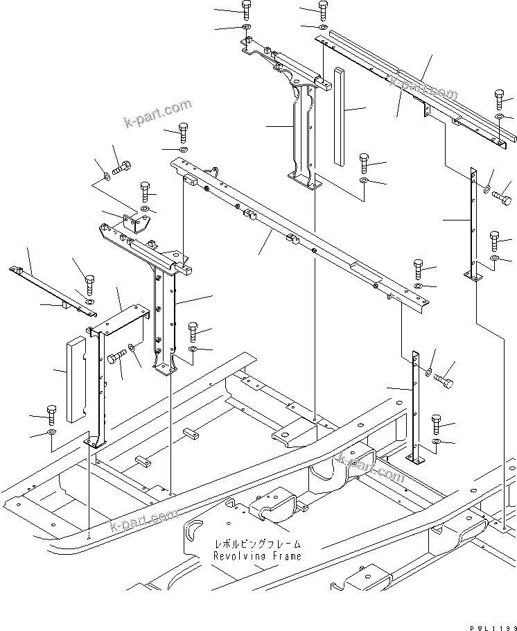 Komatsu parts book diagram for PC300-6 S/N 30001-UP: FRAME (MACHINE CAB) (AIR CONDITIONER LESS)(#33416-33465)