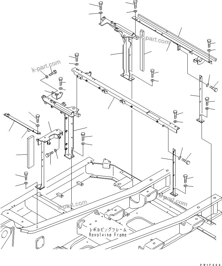 Komatsu parts book diagram for PC300-6 S/N 30001-UP: FRAME (MACHINE CAB) (COLD WEATHER A SPEC.) (CAB HEATER)(#34233-)
