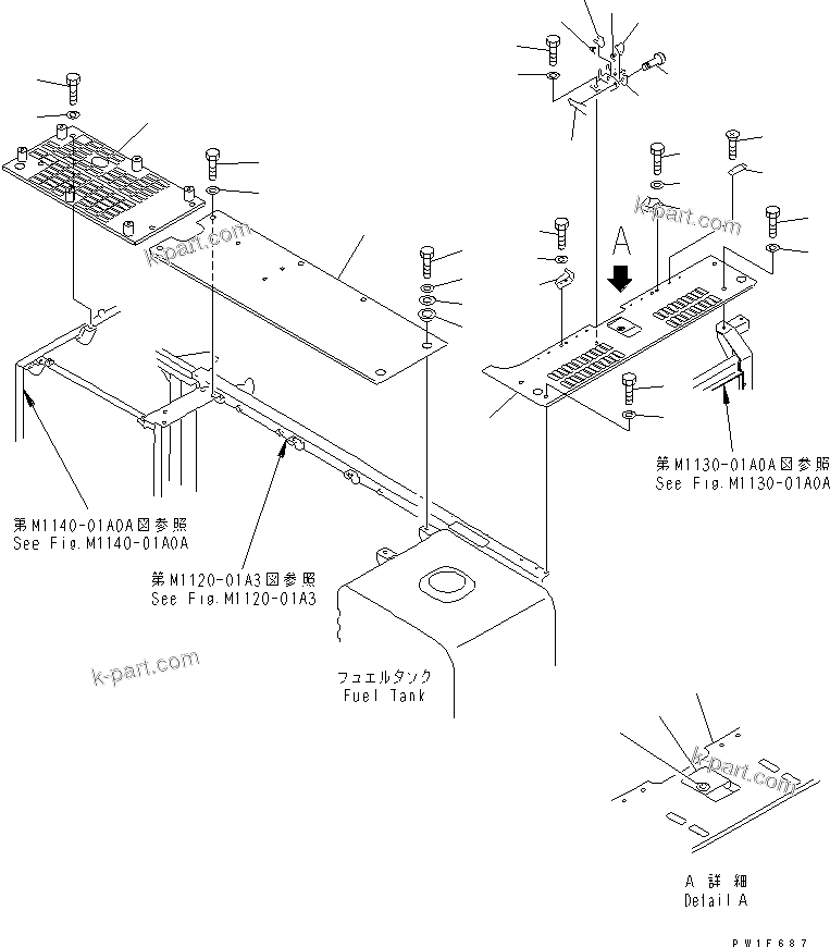 Komatsu parts book diagram for PC300-6 S/N 30001-UP: COVER (UPPER) (MACHINE CAB) (COLD WEATHER A SPEC.) (CAB HEATER)(#34233-)
