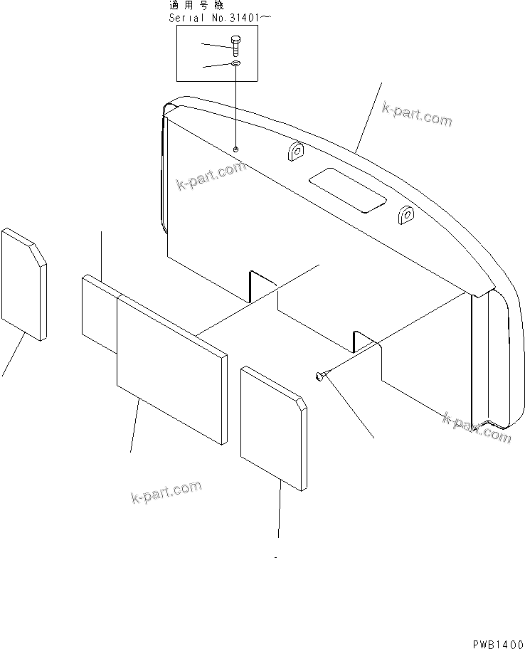 Komatsu parts book diagram for PC300-6 S/N 30001-UP: COUNTERWEIGHT (5420KG)(#30001-33465)